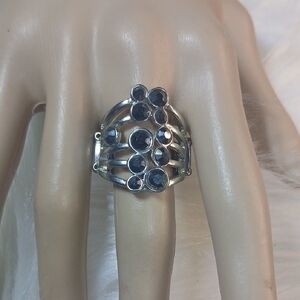 Paparazzi Silver Ring with Midnight Gems Strech